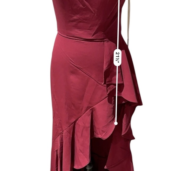 One-Shoulder Ruffle gown Burgundy Ieena for Mac Duggal Size 2 NWT - Picture 9 of 11